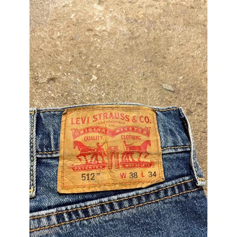Levi's 512 Slim Taper Fit Jeans Mens 38x34 Blue Denim‎ Cotton Stretch High Rise
